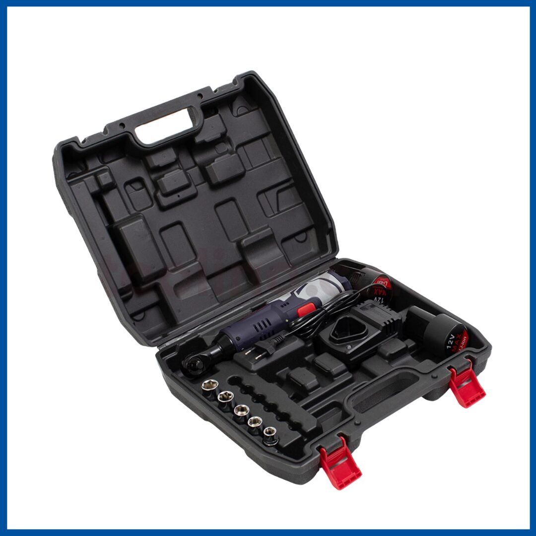 La valise ouverte du Clé à Cliquet 12V 9.5 mm Makute