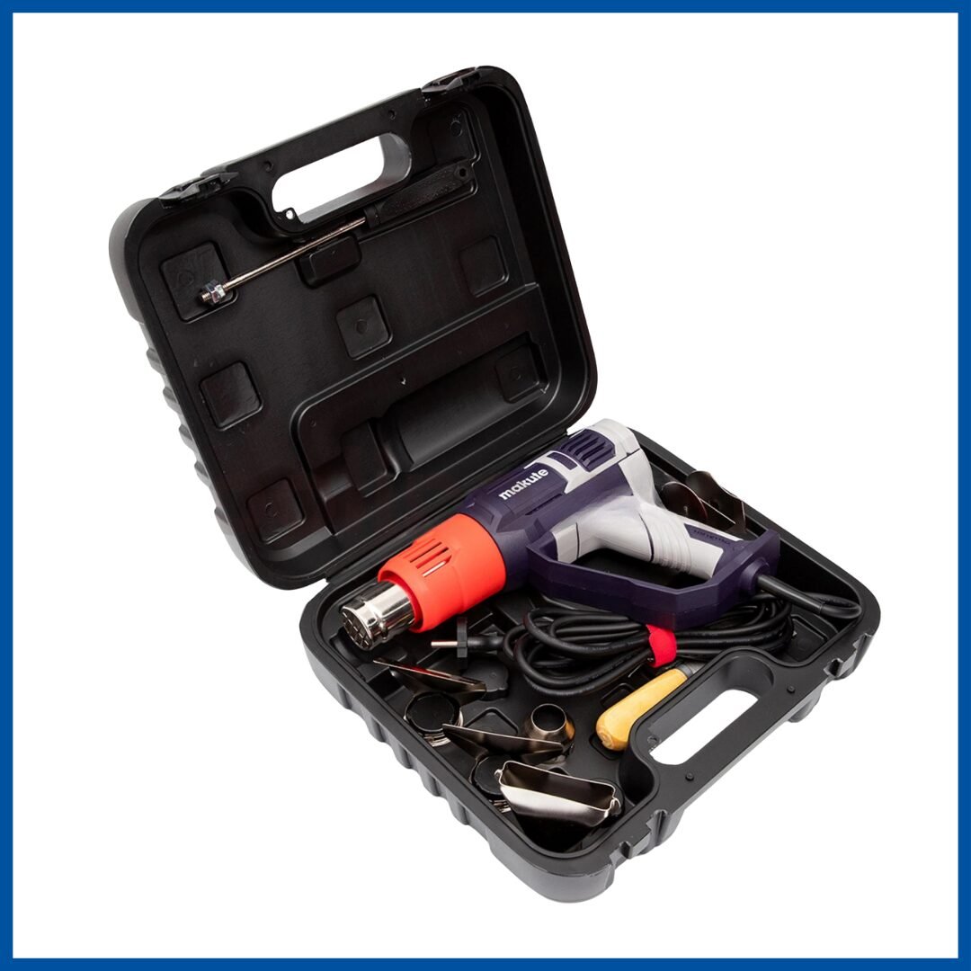 La valise ouverte du Décapeur Thermique 2000W - Makute
