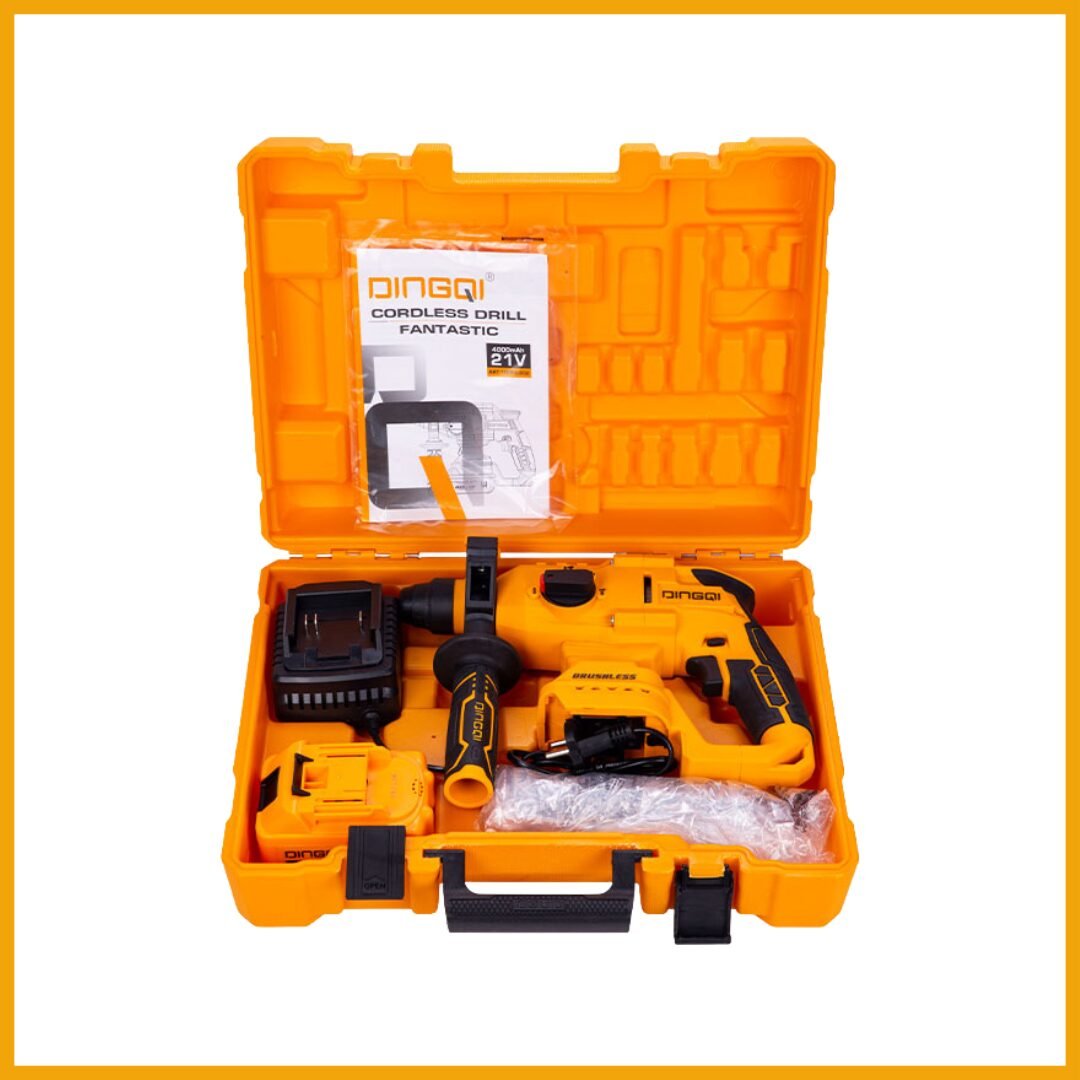 La valise ouverte du Marteau Perforateur Sans Fil 21V  26mm - Dingqi