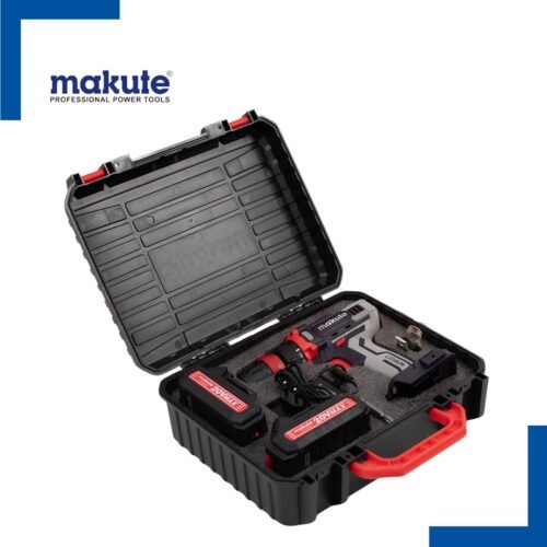 La valise ouverte du Perceuse Visseuse 20V 10mm 2 Batteries - Makute