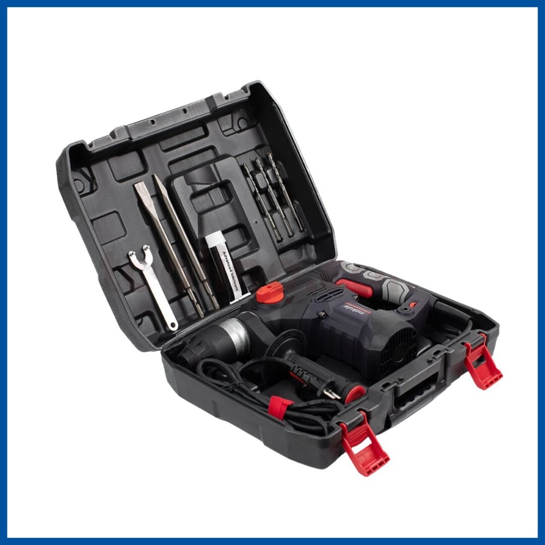 La valise ouverte du Marteau Rotatif 1380W - Makute