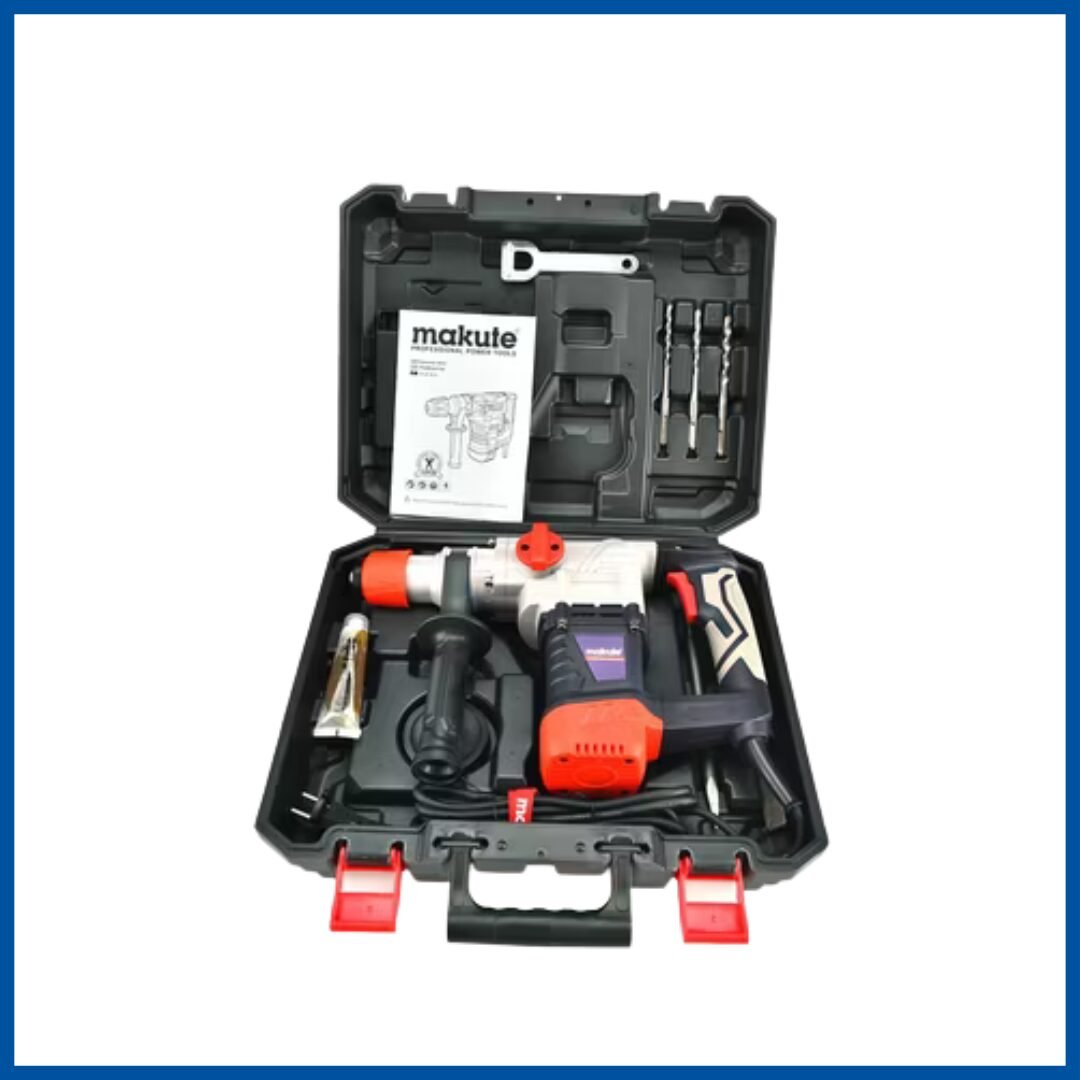 La valise ouverte du Marteau Rotatif 1500W 2 Systemes - Makute