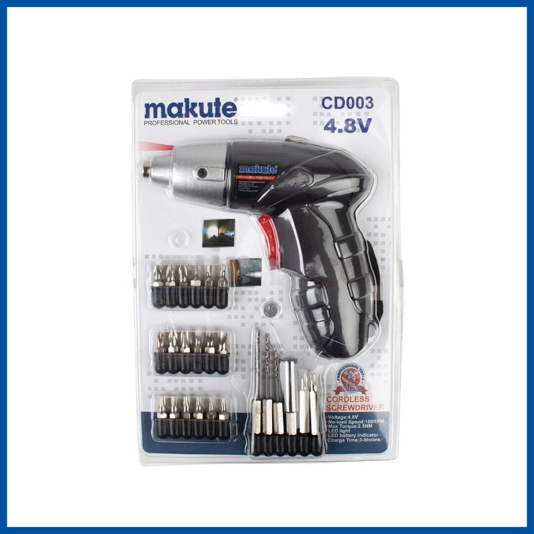 l'embalage du Perceuse Visseuse Sans Fil 4.8V 25 Piéces – Makute