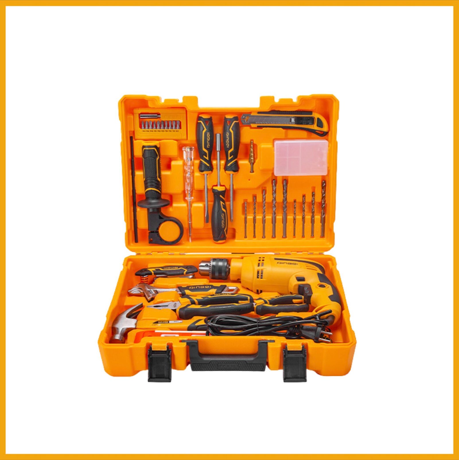 La valise ouverte du Ensemble d'Outils électrique 28 Pièces - Dingqi